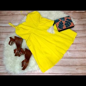 Bright Yellow Scalloped Dress